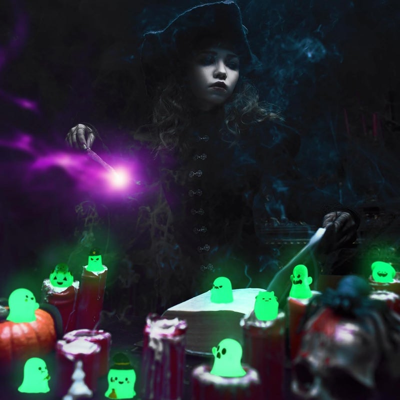 Arrowbash 40 Pcs Glow in Dark Ghost Halloween Miniature Figurines Resin Ornaments Halloween Garden Mini Landscape for Party Village Crafts Decor - Image 5